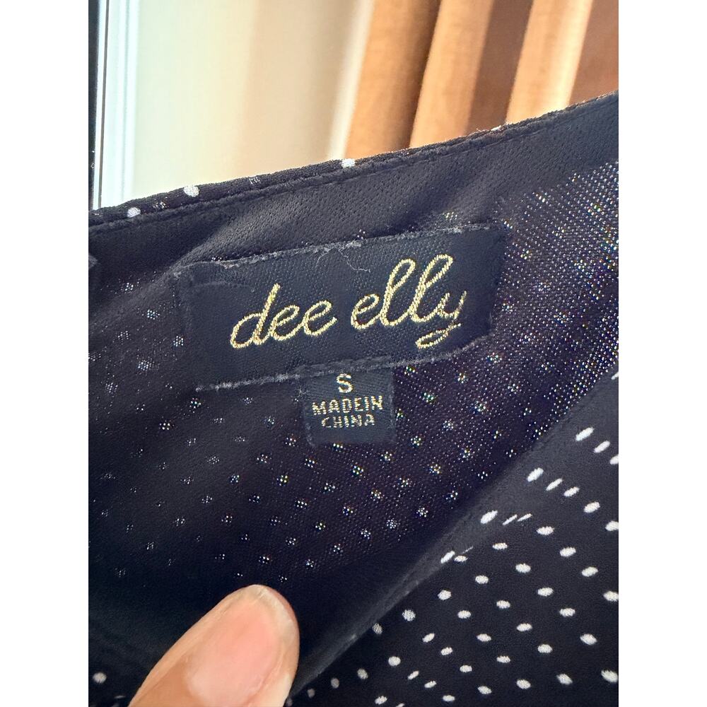 3 for $9 Dee Elly Black White polka dot romper tie front S EUC - Picture 4 of 8
